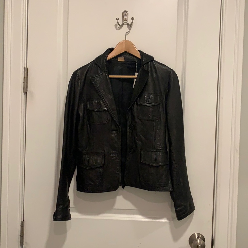 Black Leather Michael Kors Jacket